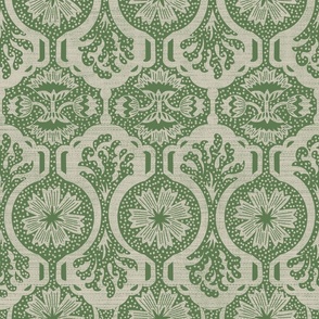 Antoinette in green and off-white cream, victorian grandmillenial, heritage revival