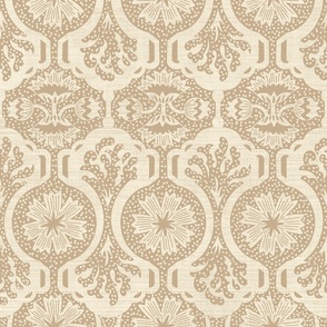 Antoinette in sandy brown and yellowy cream neutral, victorian grandmillenial, heritage revival
