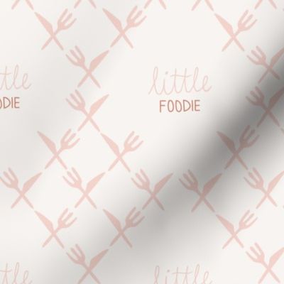 Little foodie phrase diamond shape fork and knife gourmand sign pink