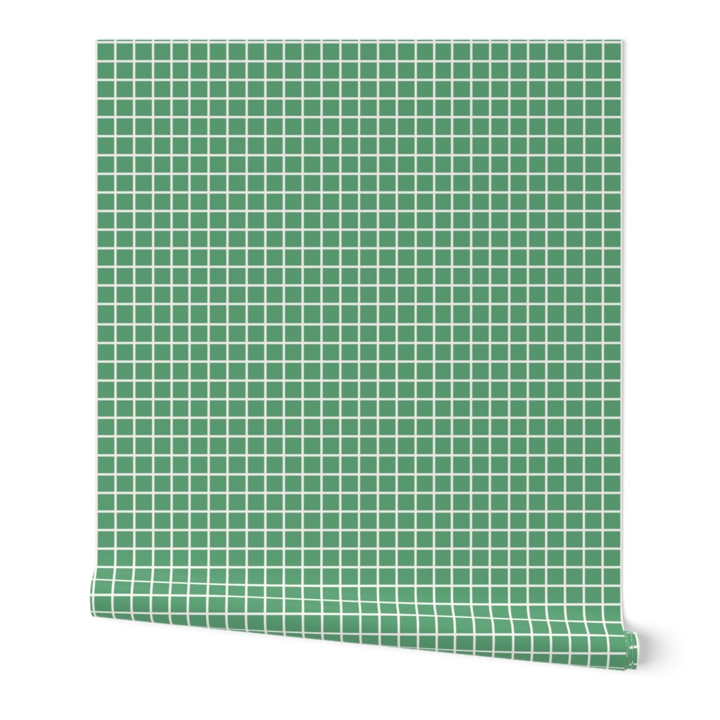 Green and White Grid Tennis Strings Windowpane Plaid Geometric Pattern