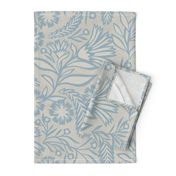 SYLVIA grand-millennial trailing florals, light dusty blue and creamy off white