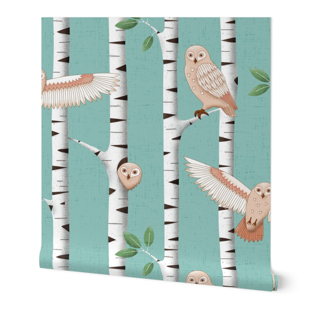 (L) Good morning owl - birch forest on a Spring morning