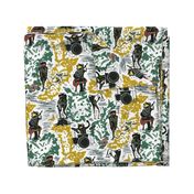 Croak Band 2.0- Frogs Jamming Session in the Amazon Forest- Block Print- Large Scale 