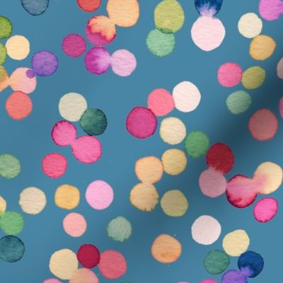 Dots confetti watercolor Colorful polka dots Cerulean Blue Medium