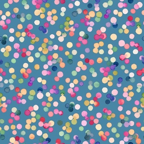 Dots confetti watercolor Colorful polka dots Cerulean Blue Medium