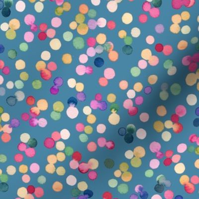 Dots confetti watercolor Kids Colorful polka dots Cerulean Blue Small