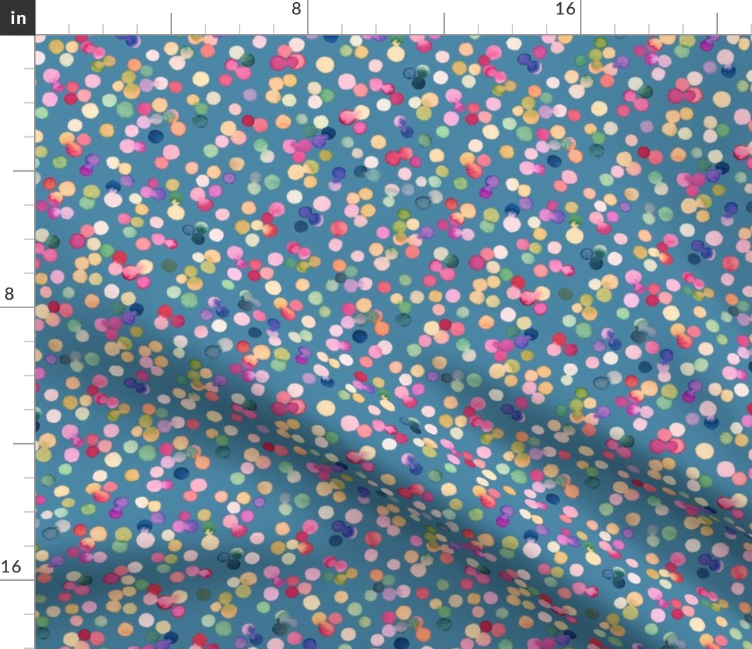 Dots confetti watercolor Kids Colorful polka dots Cerulean Blue Small