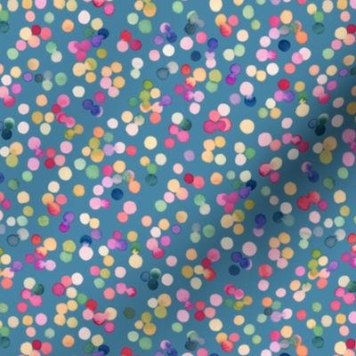 Dots confetti watercolor Baby Nursery Colorful polka dots Cerulean Blue Micro