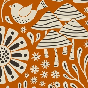 monochromatic woodland walk - orange background (jumbo / wallpaper)