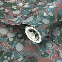 paper marbling forest green, clay and teal