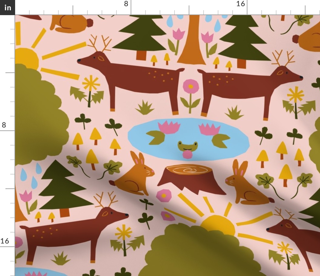 Evening Wildlife Party - Wallpaper Forest Biome