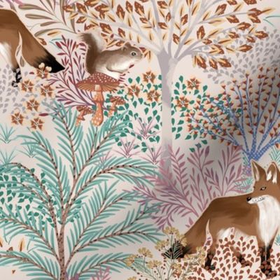 Magical Forest Trees and animal woodland Cream