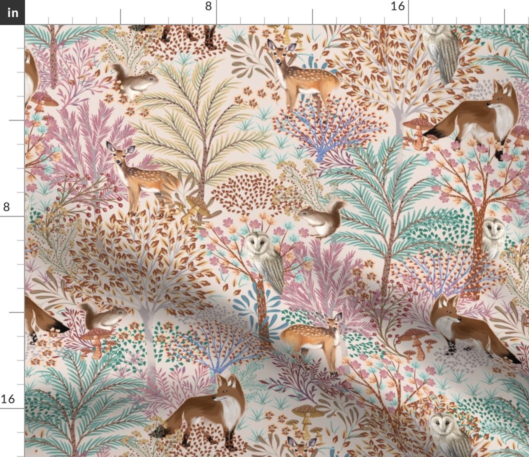 Magical Forest Trees and animal woodland Cream