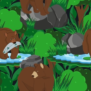 Forest Biome Fauna bear brook fish spring