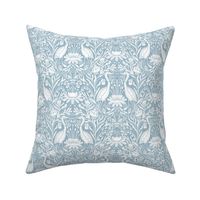 Heron Wallpaper Coastal Decor Classic Blue and White Bird Lake House Beach House -  Winter Blue