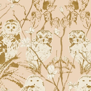 Enchanted Owl Grove in Ochre and Blush