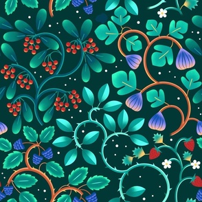 Geometric Wild Berry Botanical - Mid Large Scale