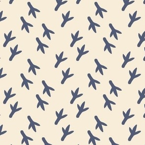 bird prints in the forest blue on beige