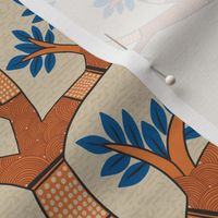 (L) Bandhavgarh forest biome-flora and fauna-gond art-blue and orange- large scale