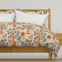 (L) Bandhavgarh forest biome-flora and fauna-gond art-blue and orange- large scale