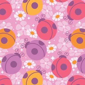 Large print // Ladybug Sparkle with wild flowers