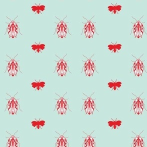 Winged Insects red and blue summer vibes fun and cute bugs in brigh colors