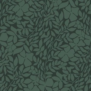 Monochrome Wild Leaves and Modern Florals in Forest Green 