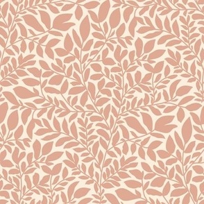 Botanical Wild Leaves in Dusty Rose on Cream background - Diamond Shape Pattern