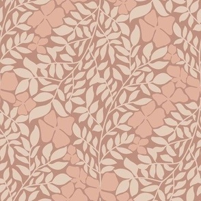 Monochrome Wild Leaves and Modern Florals in Dusty Rose and Baby Pink
