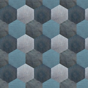 Blue Denim Hexagon Patchwork Pattern