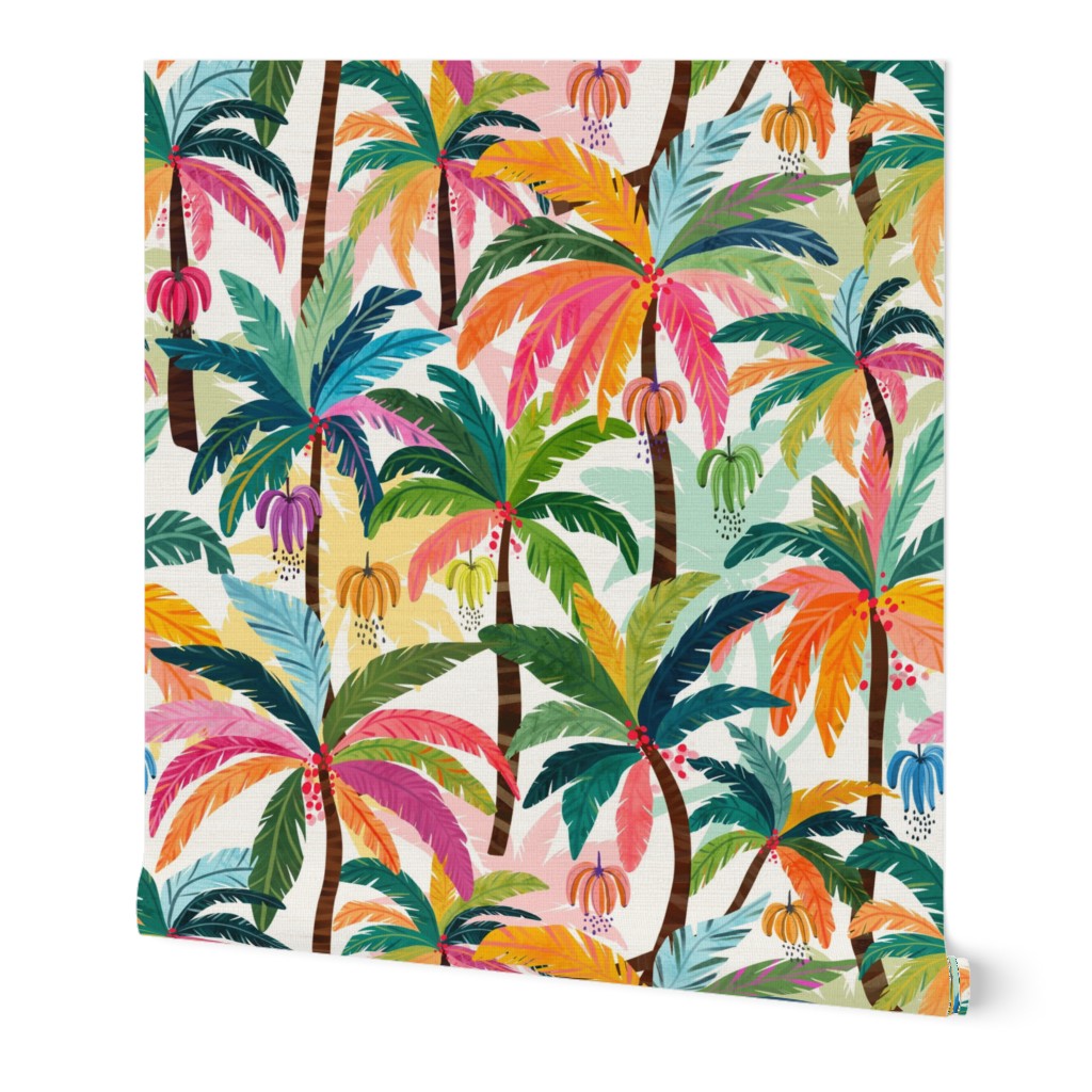 Tropical Forest biome L - colorful palm trees tropical summer - color confident wallpaper
