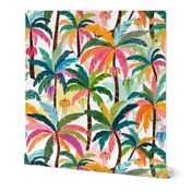 Tropical Forest biome L - colorful palm trees tropical summer - color confident wallpaper