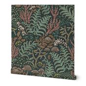 Forest floor with ferns and hedgehogs- large scale