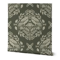 Woodland Owls - Olive Green Large