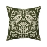 Woodland Owls - Olive Green Large