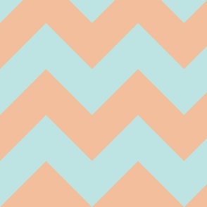 orange and turquoise chevron, lines, zig zag, geometric (large)