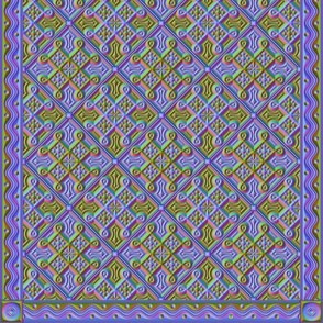 Quatrefoil Damask quilt panel