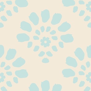 light blue on cream Floral Geometric