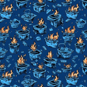Dumpster Fire, Blue Fabric