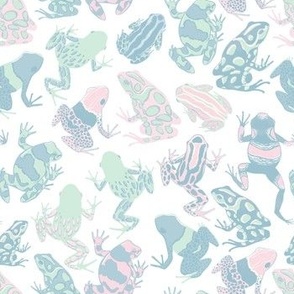 Pastel Frogs - Small scale - Hand drawn texture