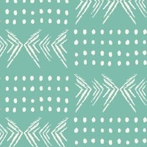 MudCloth Arrows and Dots in Mint Green and Ivory