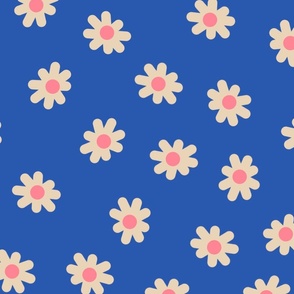 Happy Meadow Daisy Flowers, blue
