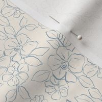 Small / Sketchy Floral Blooms in Blue