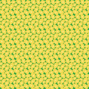 XS - Spring Modern Abstract Hand-drawn Yellow flower garden on Green