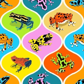 Poison Dart Frogs on Bright Tiles 18x18