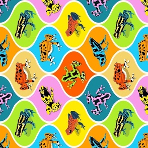 Poison Dart Frogs on Bright Tiles 12x12 sideways