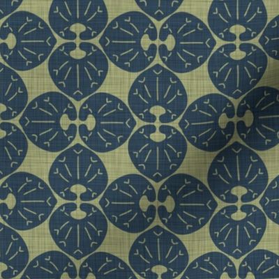 Ginger Leaf Grid - Medium - Dark Blue (Gentlemans Grey), Kiwi