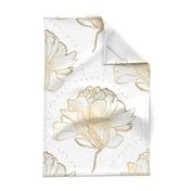 large gold white floral peonies / art deco 