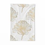 large gold white floral peonies / art deco 