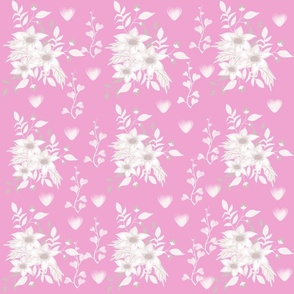 White flowers with pink background